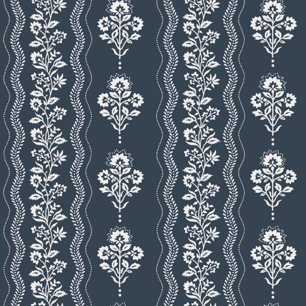 Picture of Lenea Navy Floral Stripe Wallpaper