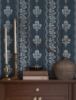 Picture of Lenea Navy Floral Stripe Wallpaper