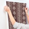 Picture of Lenea Burgundy Floral Stripe Wallpaper
