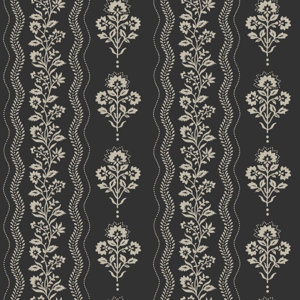 Picture of Lenea Black Floral Stripe Wallpaper