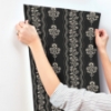 Picture of Lenea Black Floral Stripe Wallpaper