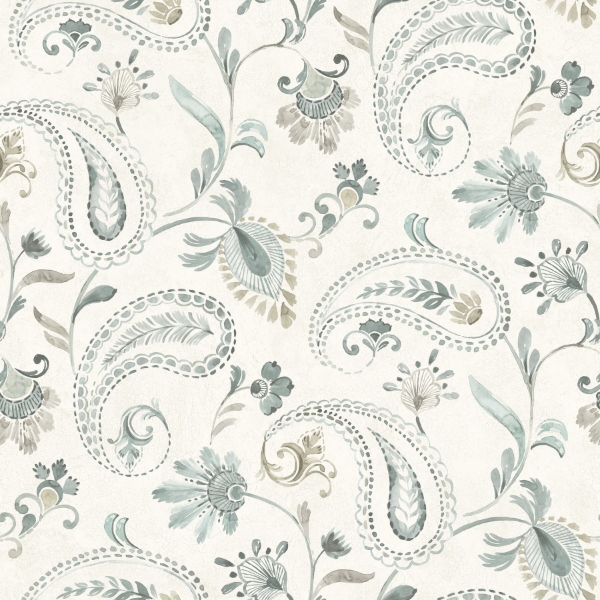 Picture of Darlene Aqua Jacobean Wallpaper