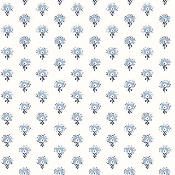 Picture of Hilda Blue Floral Medallion Wallpaper