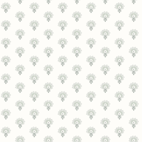 Picture of Hilda Aqua Floral Medallion Wallpaper