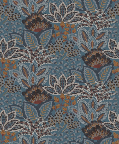 Picture of Catherine Blue Botanical Wallpaper