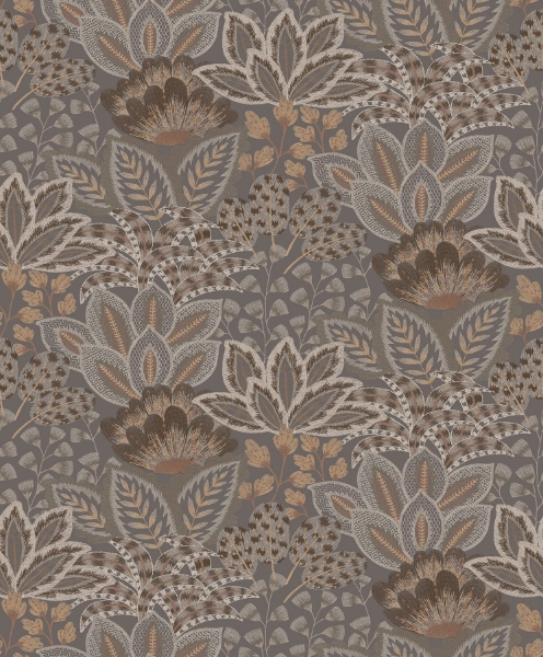 Picture of Catherine Chocolate Botanical Wallpaper