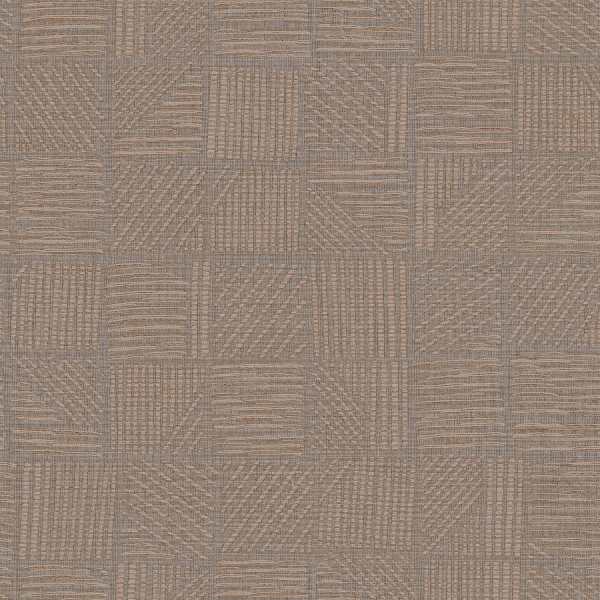 Picture of Chiseled Patchwork Brown Faux Fabric Wallpaper