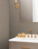 Picture of Chiseled Patchwork Brown Faux Fabric Wallpaper