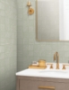 Picture of Chiseled Patchwork Sage Faux Fabric Wallpaper