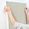 Picture of Chiseled Patchwork Sage Faux Fabric Wallpaper