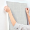 Picture of Chiseled Patchwork Grey Faux Fabric Wallpaper