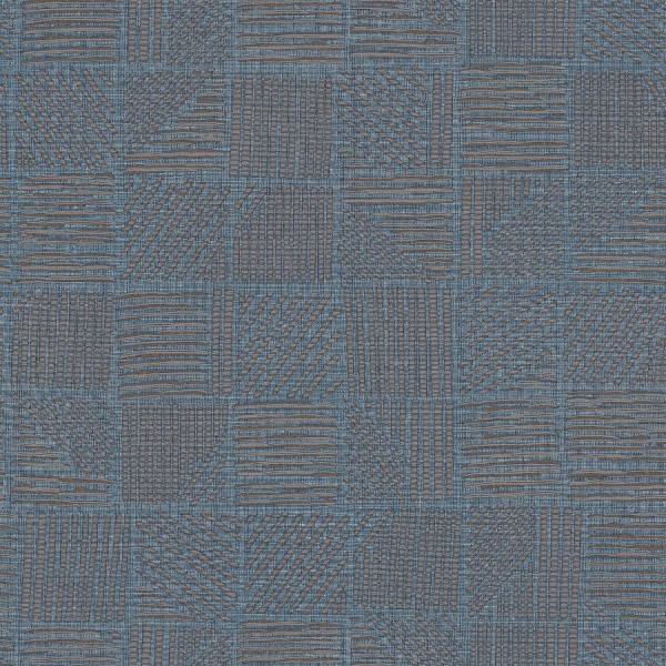 Picture of Chiseled Patchwork Sapphire Faux Fabric Wallpaper
