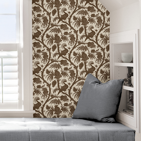 SCS3877 Java Balinese Peacock Scalamandré Self Adhesive Wallpaper